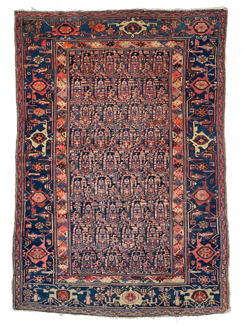 4.4 x 6.3 | Joyous Mother-Daughter Boteh Village Antique Rug | Area Rug in Rugs by The Loom House. Item composed of cotton