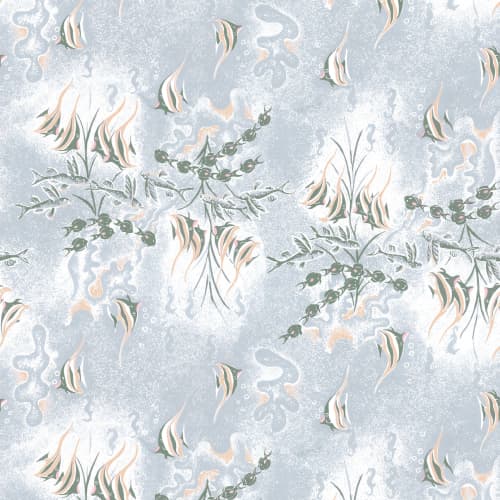 Under Sea Paradise -Pink and Silver | Wallpaper in Wall Treatments by Wallcovetings by Brenda Houston. Item composed of linen