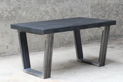 Modern Black Quartersawn White Oak and Steel Coffee Table | Tables by Hazel Oak Farms. Item made of wood with metal