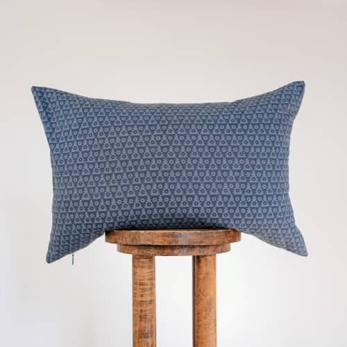 Blue Triangle and Circle Motif Lumbar 16x24 | Pillow in Pillows by Vantage Design