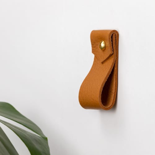 Small Leather Wall Strap [V'ed End] | Storage by Keyaiira | leather + fiber | Artist Studio in Santa Rosa. Item made of leather