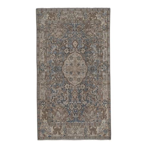 Vintage Botanical Animal Handmade Wool Rug | Area Rug in Rugs by Vintage Pillows Store. Item composed of cotton