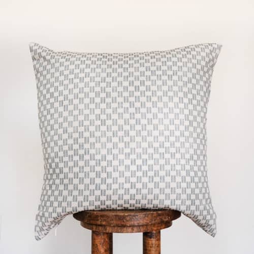 Blue Squares Printed on Linen Pillow 22x22 | Pillows by Vantage Design