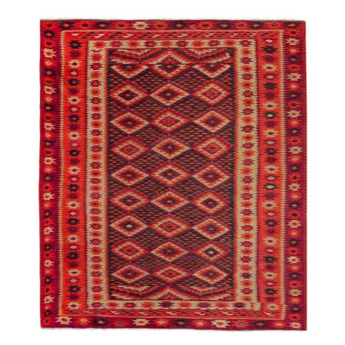 Bohemian Oversize Saloon Size Turkish Kilim Rug | Area Rug in Rugs by Vintage Pillows Store. Item composed of fabric