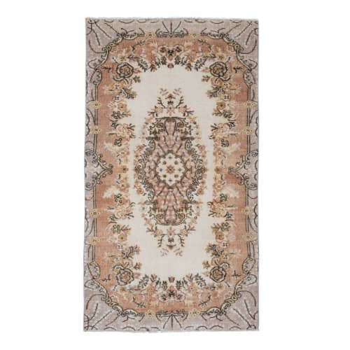 Vintage Turkish Sparta Rug with Medallion 3'9" X 6'9" | Area Rug in Rugs by Vintage Pillows Store. Item made of cotton