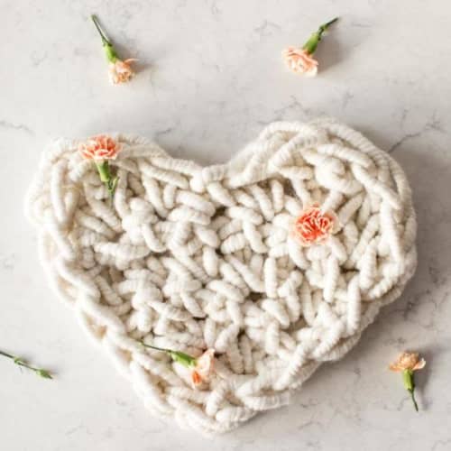A Large Hand Crocheted Heart DIY KIT | Ornament in Decorative Objects by Flax & Twine. Item composed of fabric and fiber