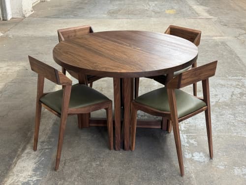 Round Wood Dining Table | Clock in Decorative Objects by Niaa