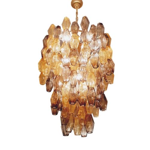 Alan Mizrahi QZ2456 Amber And Fume Poliedri | Chandeliers by Alan Mizrahi Lighting Design
