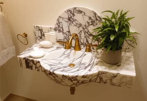 Modern -Minimalist Design Calacatta Viola Marble Sink :A Unique Work of Art for Your Bathroom | Water Fixtures by AYMARBLEDESIGN LLC