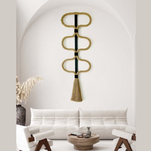 The Element | Macrame Wall Hanging in Wall Hangings by YASHI DESIGNS | Stanly Ranch, Auberge Resorts Collection in Napa. Item composed of oak wood and cotton in contemporary or country & farmhouse style