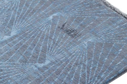 Rug & Kilim’s Contemporary Geometric Rug In Blue And Gray “Abstract Medallion” | Area Rug in Rugs by Rug and Kilim