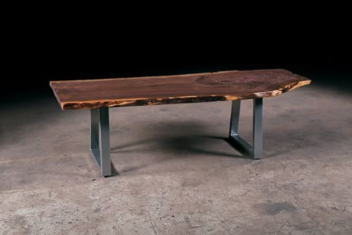 Live Edge Walnut Coffee Table | Tables by Urban Lumber Co.. Item made of walnut with steel