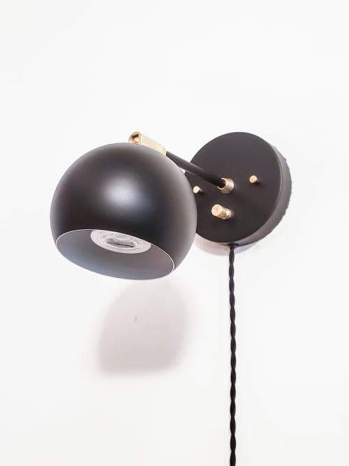 Adjustable Wall Light, Gold & Black, Bedside Reading | Sconces by Retro Steam Works. Item composed of metal in industrial style
