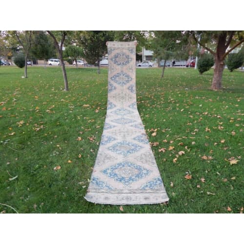 Vintage Handwoven Turkish Oushak Oversized Runner | Area Rug in Rugs by Vintage Pillows Store. Item composed of cotton and fiber
