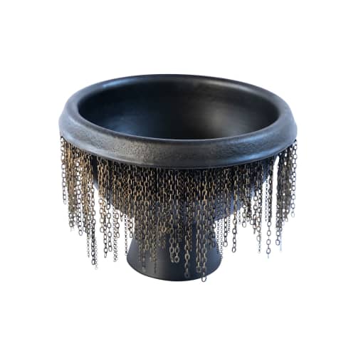 Brass Chain Vases | Vases & Vessels by Candice Luter Art & Interiors. Item made of ceramic