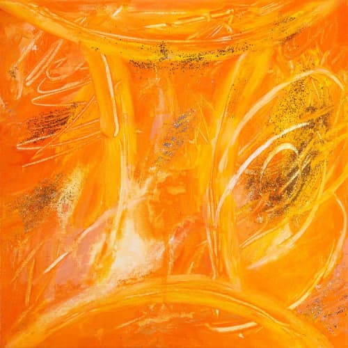 Gemini | Oil And Acrylic Painting in Paintings by Eugenie Diserio. Item made of canvas with synthetic works with mid century modern & contemporary style