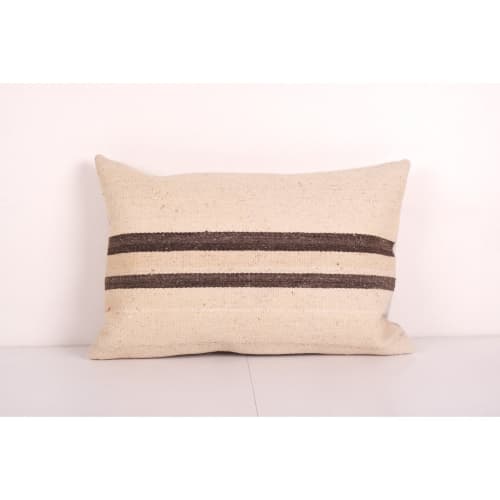 Vintage Hemp Turkish Kilim Pillow, Organic Wool Natural Turk | Cushion in Pillows by Vintage Pillows Store