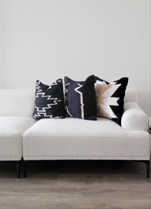 The Trio Set of Cotton Throw Pillows | Cushion in Pillows by Mumo Toronto. Item composed of cotton in boho or country & farmhouse style