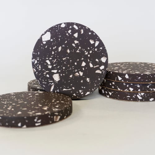 Terrazzo Coaster - Dark Brown | Tableware by Tropico Studio. Item made of stone
