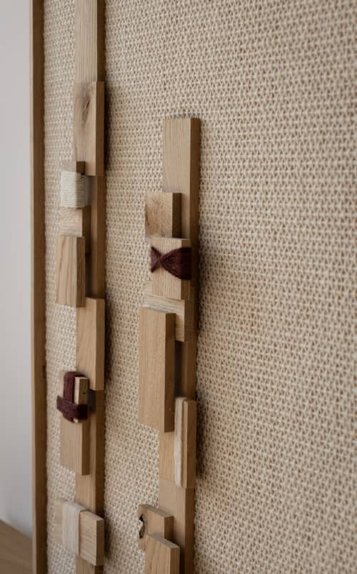 Grainline - Rhythmic Oak Tapestry | Wall Hangings by Lale Studio & Shop. Item composed of oak wood and wool in minimalism or contemporary style