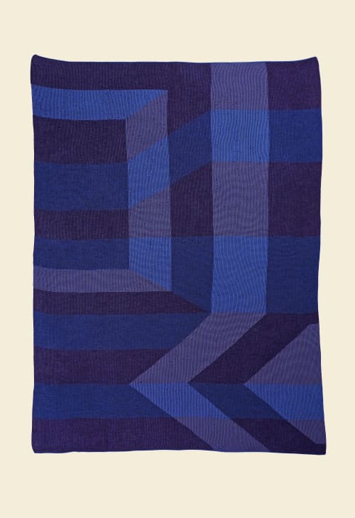 Geometric Blanket in Blue/Purple | Linens & Bedding by BOI. Item made of cotton works with contemporary style