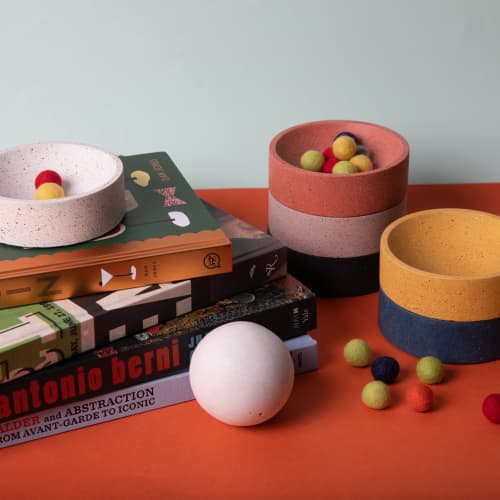 5" Terrazzo Catch-Alls | Decorative Bowl in Decorative Objects by Pretti.Cool. Item composed of concrete and glass