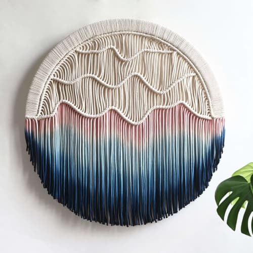 Circular Fiber Art Collection - DREAM | Tapestry in Wall Hangings by Rianne Aarts. Item made of cotton with fiber