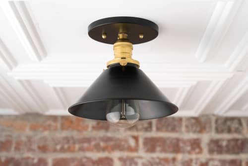 Black Gold Ceiling Mount - Model No. 7046 | Flush Mounts by Peared Creation. Item made of brass