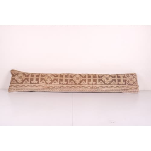 Muted Brown Extra Long Turkish Oushak Rug Pillow, Faded Brow | Cushion in Pillows by Vintage Pillows Store