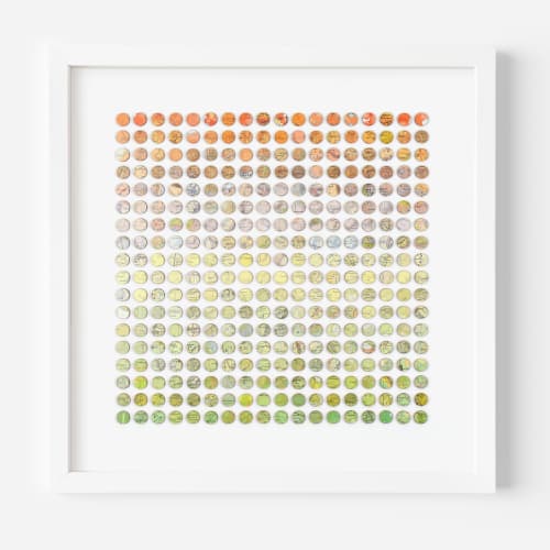 Three Hundred and Twenty Four Green to Orange Map Dots Collage | Paintings by Amelia Coward