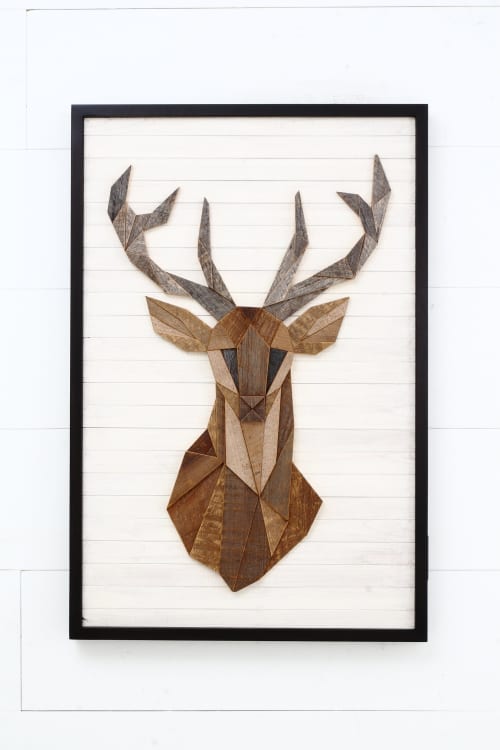 Deer Head: wood wall sculpture | Wall Hangings by Craig Forget. Item composed of wood in mid century modern or contemporary style