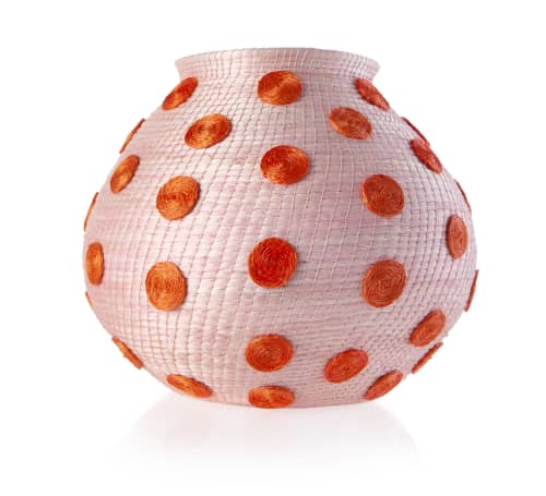 spotted large bulbous vase blush | Vases & Vessels by Charlie Sprout. Item composed of fiber