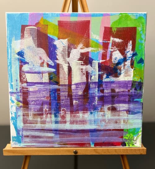 Strip Mall Trio (14"x14") | Mixed Media in Paintings by The Art Of Gary Gore