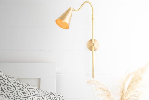 Adjustable Sconce - Bedside Sconce - Model No. 8305 | Sconces by Peared Creation. Item composed of brass