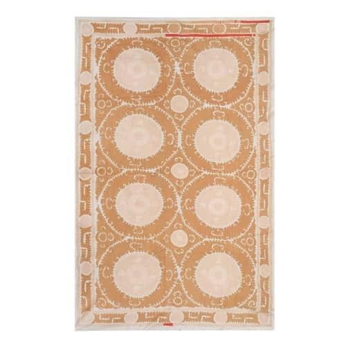 Vintage White Washed Pink Suzani Bedspread, Pastel Old Embro | Tablecloth in Linens & Bedding by Vintage Pillows Store