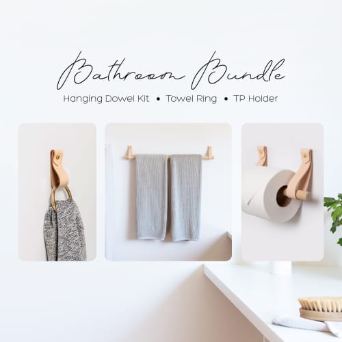 Bathroom Bundle Kit [V'ed End] | Strap in Storage by Keyaiira | leather + fiber | Artist Studio in Santa Rosa. Item made of leather