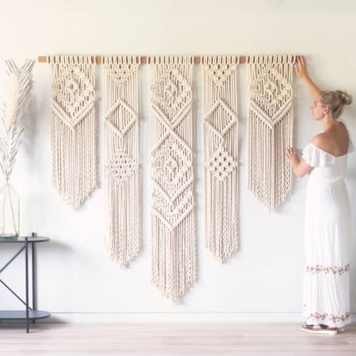 Geometric Macrame Wall Hanging - ISA | Wall Hangings by Rianne Aarts. Item made of cotton with fiber