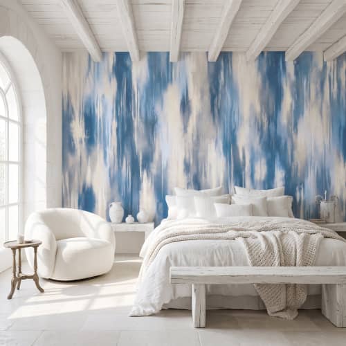 SOFT WASHED IKAT — Powder Blue & White Ikat Wallpaper Pattern | Wall Treatments by ELLE WALLS