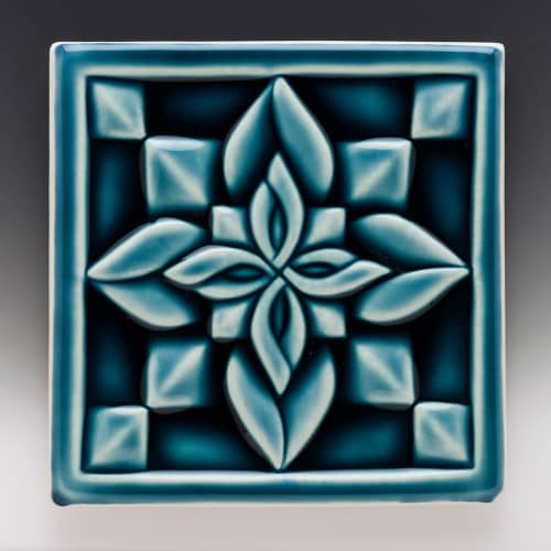 Double Flower Tile | Tiles by Lynne Meade. Item composed of marble