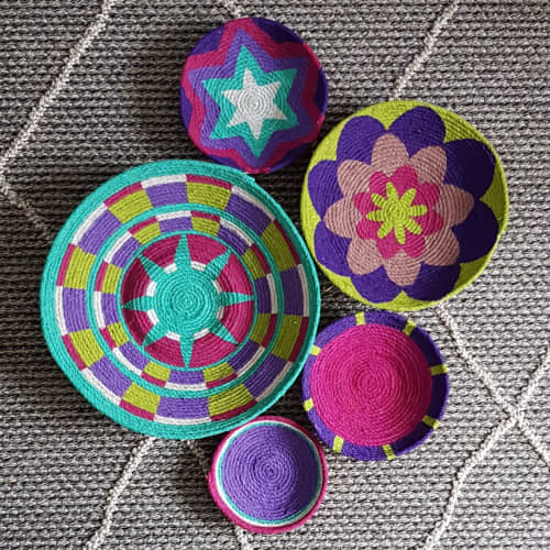 Set of 5 Boho Wall Pltae Decor | Ornament in Decorative Objects by Sarmal Design. Item made of cotton with synthetic works with boho & contemporary style