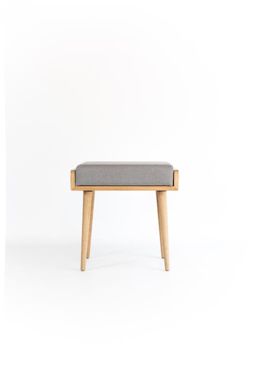 Stool Made of Solid Oak Table, Oak Legs | Chairs by Manuel Barrera Habitables. Item composed of oak wood and fabric