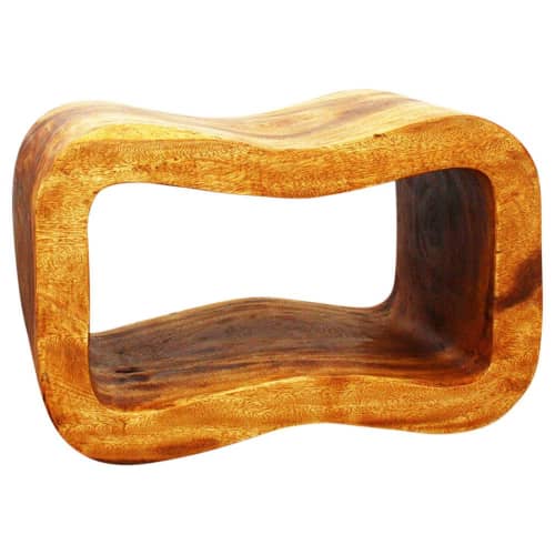Haussmann® Wood Wave Bench 24 in x 13.5 x 15 inch High Oak | Benches & Ottomans by Haussmann®
