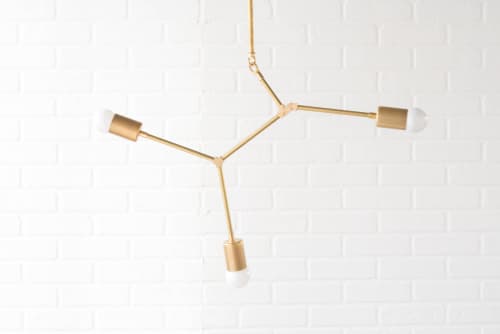 Mobile Chandelier - Modern Hanging Lamp - Model No. 3376 | Chandeliers by Peared Creation. Item composed of brass