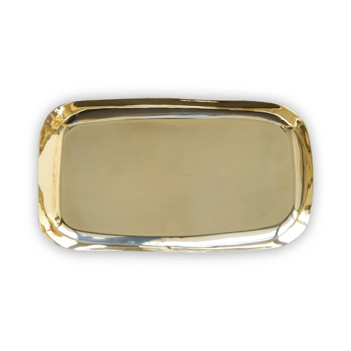 Sculpt Large Platter In Brass | Serveware by Tina Frey. Item made of brass