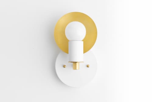 White Sconce - Brass Wall Sconce - Model No. 8677 | Sconces by Peared Creation. Item composed of brass