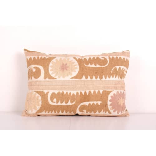 Uzbek Faded Tan Suzani Cushion Cover, Suzani Pillow Case Mad | Pillows by Vintage Pillows Store