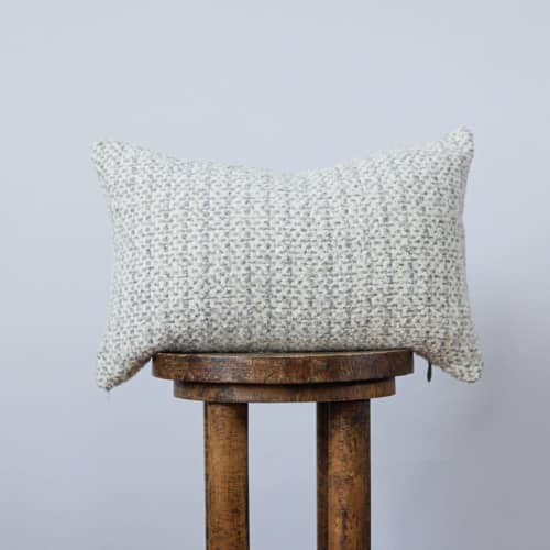 Grey & White Nubby Wool Lumbar Pillow 12x18 | Pillows by Vantage Design