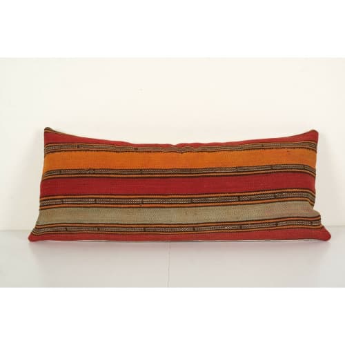 Handmade Striped Minimalist Design Red Turkish Anatolian | Sham in Linens & Bedding by Vintage Pillows Store. Item composed of cotton and fiber