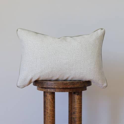 Wool with Grey Dots and Leather Welt Lumbar Pillow 12x18 | Pillows by Vantage Design