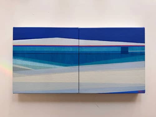 Between Two Forms– 10x20 Original Geometric Diptych Painting | Shilo Ratner | Oil And Acrylic Painting in Paintings by Shilo Ratner